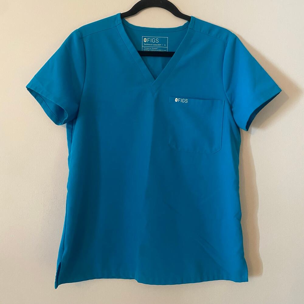 FIGS Extreme Blue Catarina Scrub Top Uniform Nurse Doctor Women's size Small
